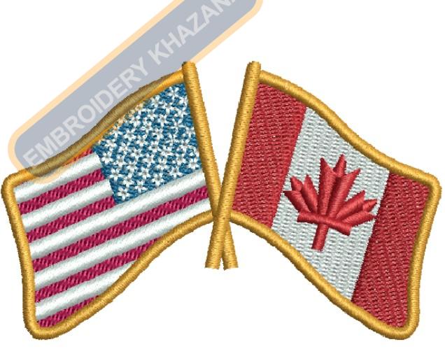 US CANADA FLAG embroidery design